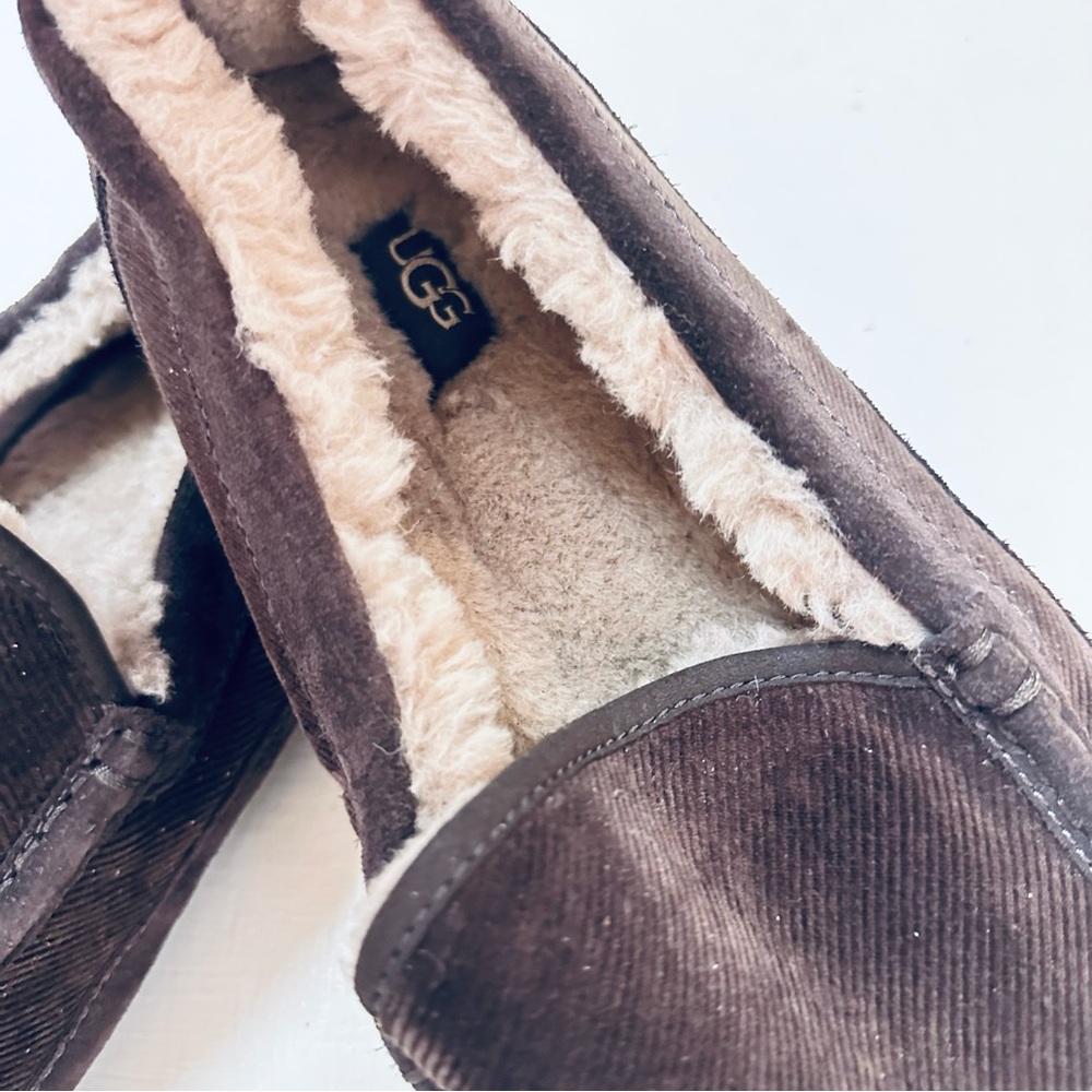 NWOT/B Ugg Men's Ascot Slipper , Dark Brown Suede corduroy, Size US 18 - Picture 8 of 11